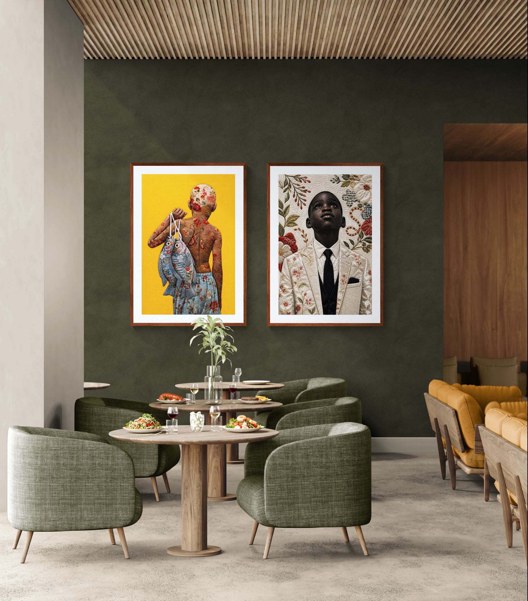 Golden Catch Black Boy Quilt-Inspired Matte Poster - Bisa Butler Style