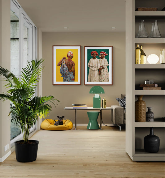 Golden Catch Black Boy Quilt-Inspired Matte Poster - Bisa Butler Style