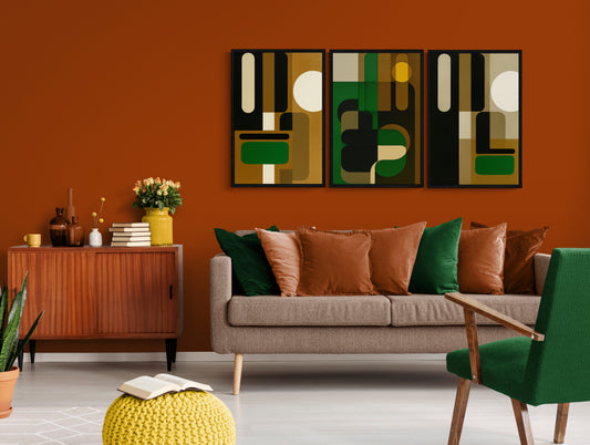 Gilded Geometric Poster on Matte Paper in Bauhaus Style
