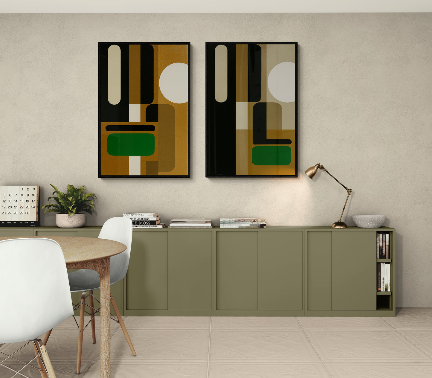 Gilded Geometric Poster on Matte Paper in Bauhaus Style