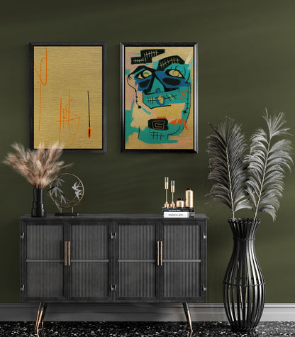 Golden Silence Framed Canvas Textured-Canvas - Minimalist Style