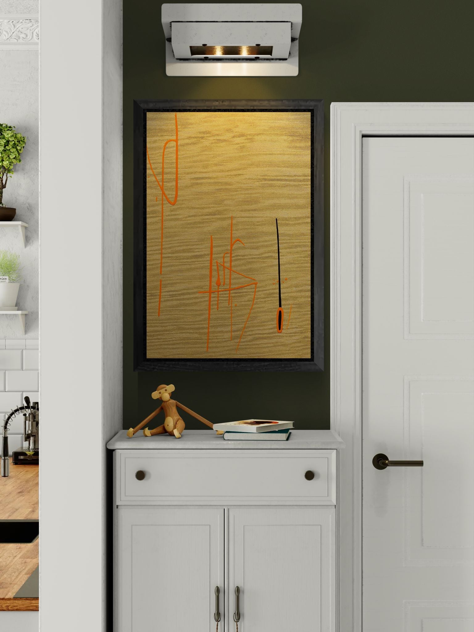 Golden Silence Framed Canvas Textured-Canvas - Minimalist Style