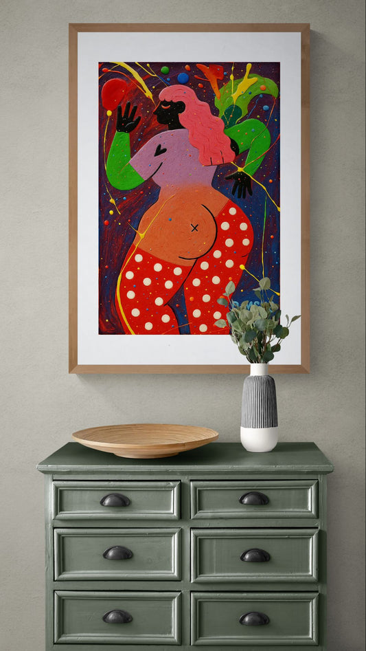 Pop Art Poster with Cosmic Curve Color-Block on Matte Paper