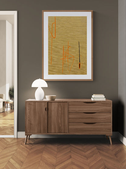 Auric hush Calligraphic Abstract-Minimal Matte Paper Poster