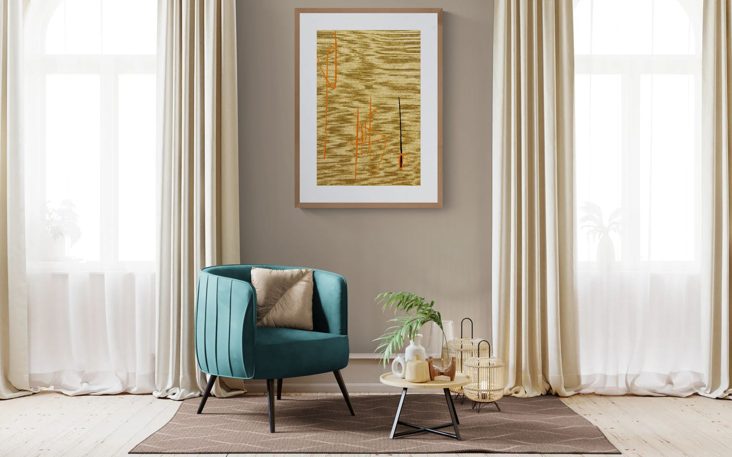 Auric hush Calligraphic Abstract-Minimal Matte Paper Poster