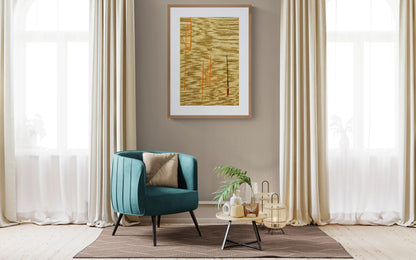 Auric hush Calligraphic Abstract-Minimal Matte Paper Poster