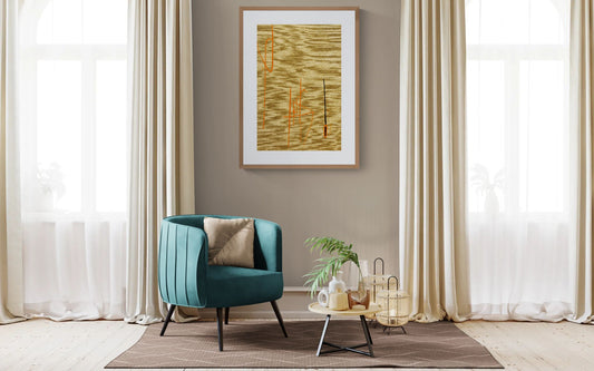Auric hush Calligraphic Abstract-Minimal Matte Paper Poster