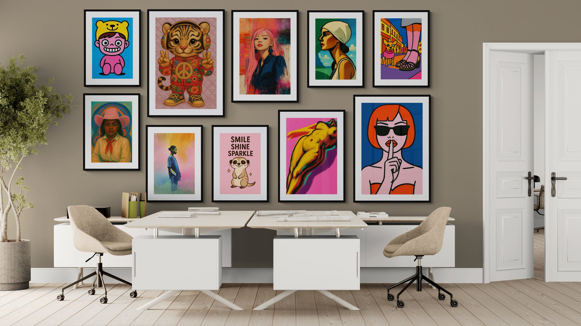 Groovy Kitten Embroidered-Style Matte Poster - Kawaii Pop Art