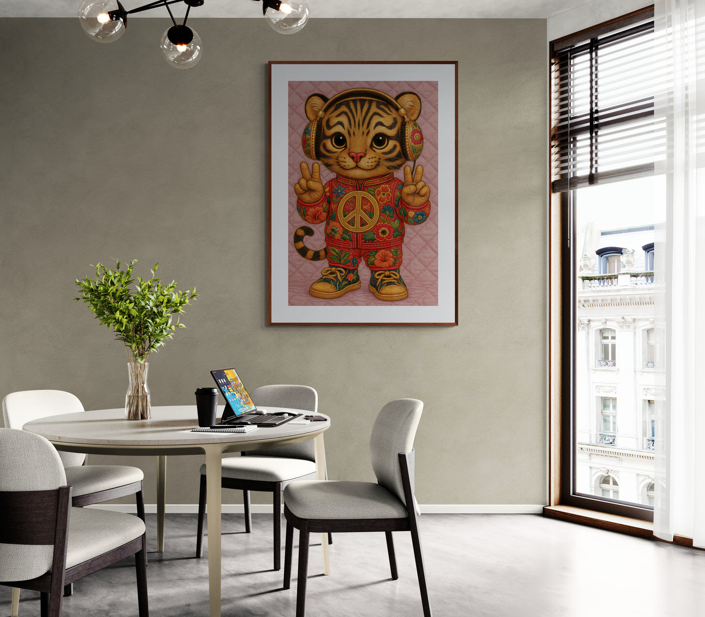 Groovy Kitten Embroidered-Style Matte Poster - Kawaii Pop Art