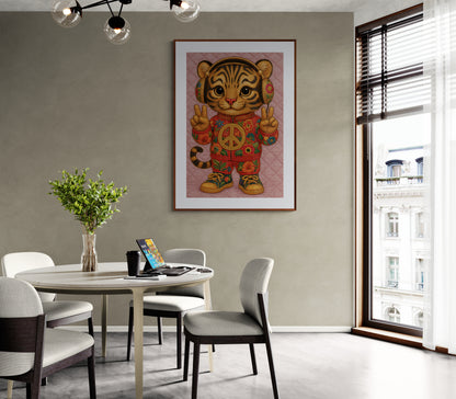 Groovy Kitten Embroidered-Style Matte Poster - Kawaii Pop Art