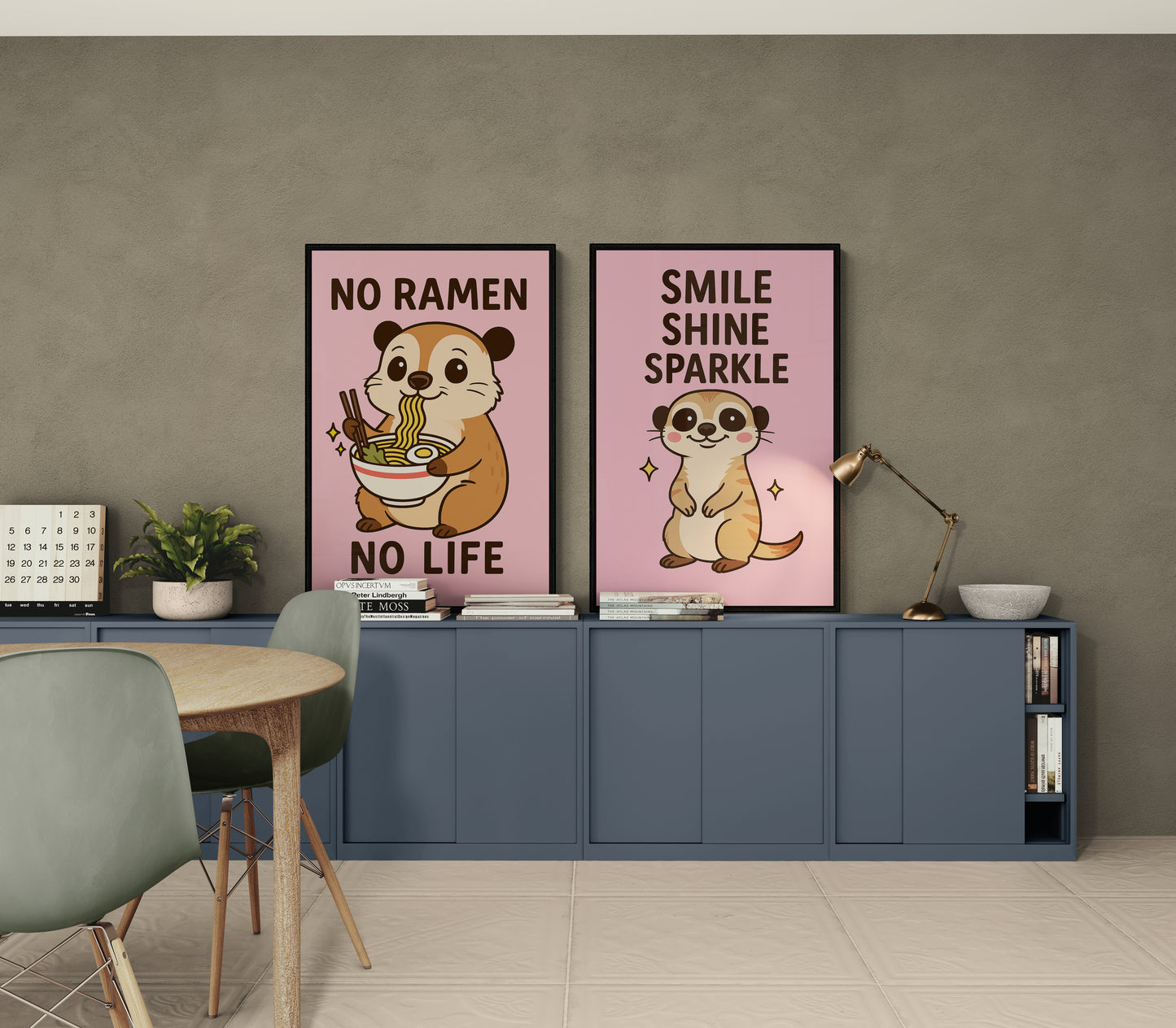 Cheerful Ramen Otter Kawaii-Inspired Matte Paper Poster - Anime Style