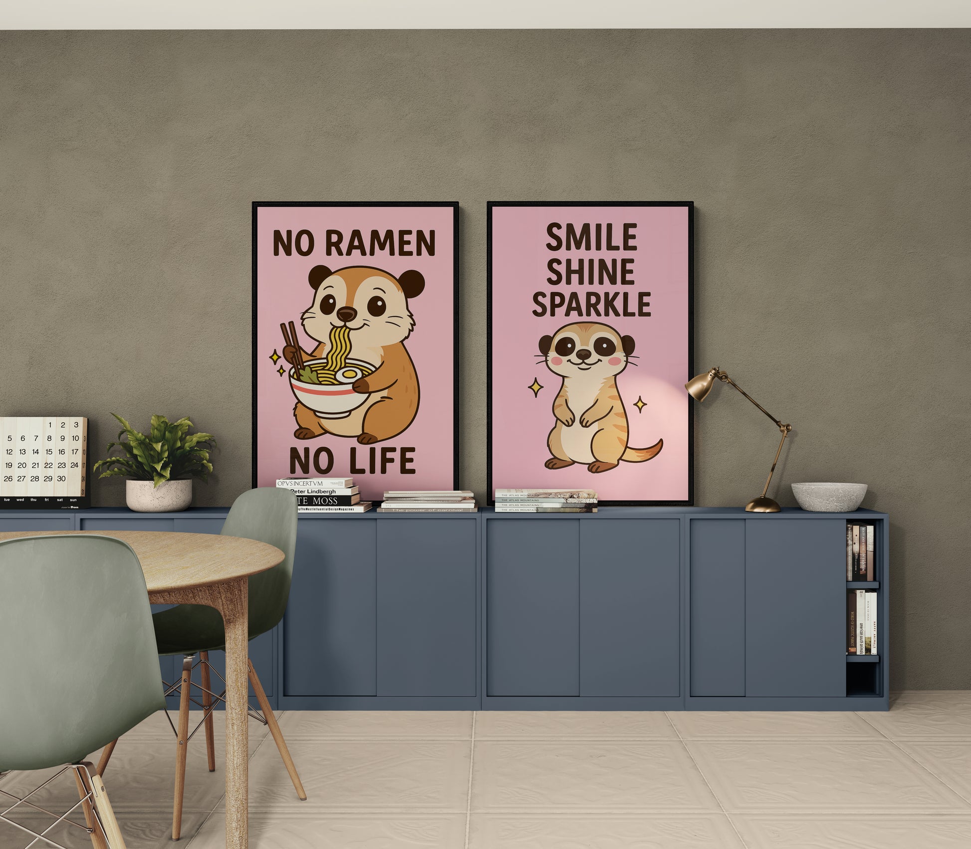 Cheerful Ramen Otter Kawaii-Inspired Matte Paper Poster - Anime Style
