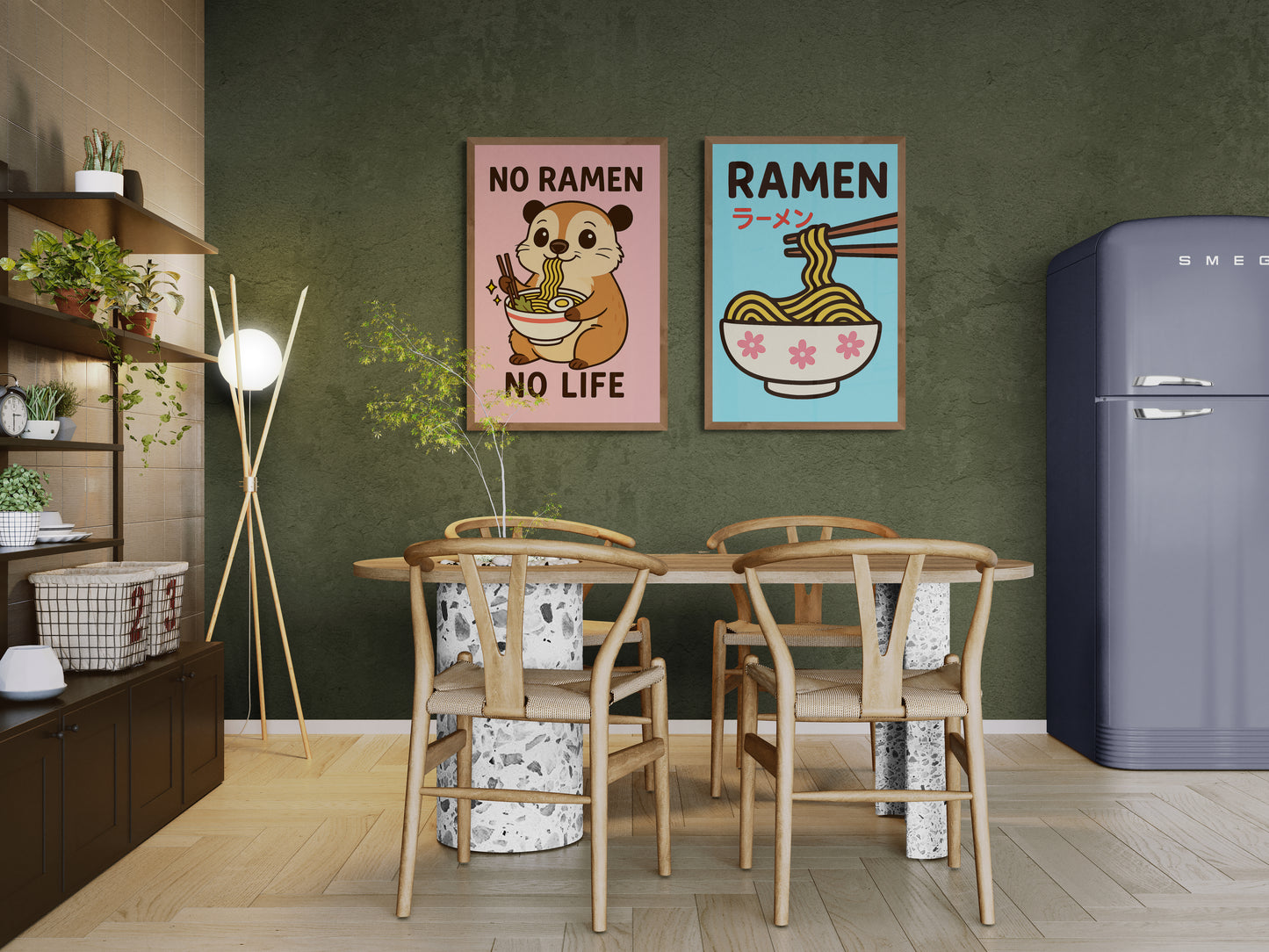 Cheerful Ramen Otter Kawaii-Inspired Matte Paper Poster - Anime Style
