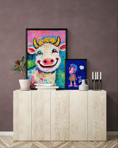 Happy as It Gets Naïve-Pop Matte Paper Poster - Fauvist Style