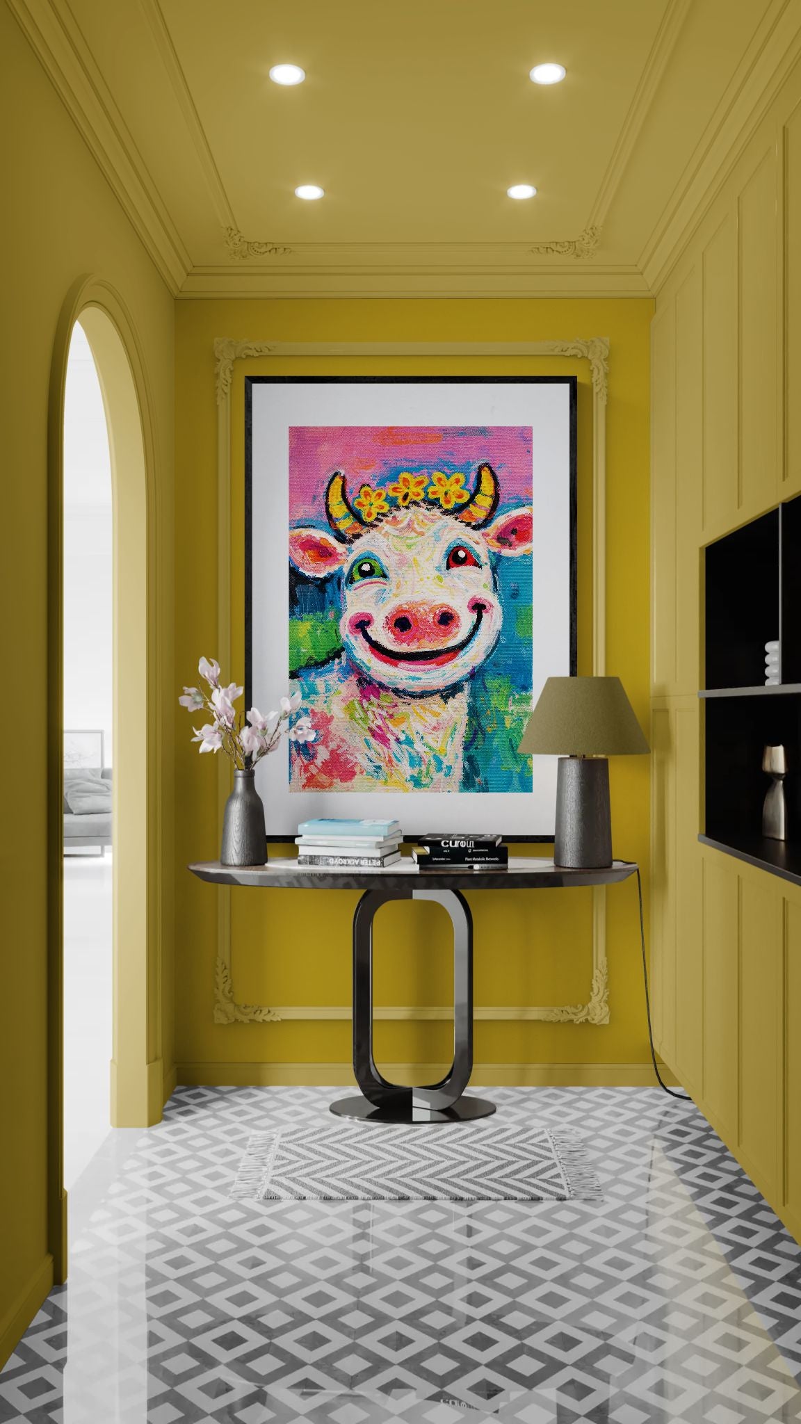 Happy as It Gets Naïve-Pop Matte Paper Poster - Fauvist Style