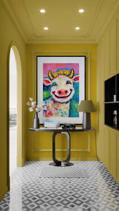 Happy as It Gets Naïve-Pop Matte Paper Poster - Fauvist Style