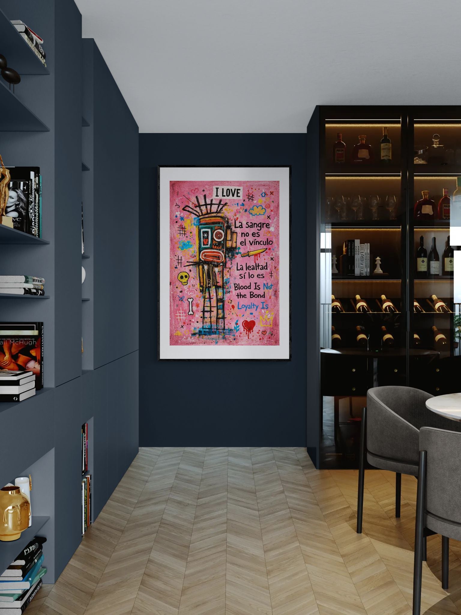 Heart Before Blood Street-Art Matte Paper Poster in Basquiat Style