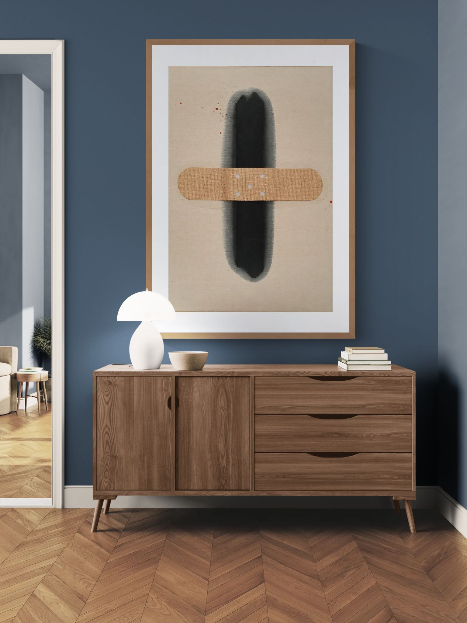 Cohesive Minimalist-Abstract Matte Paper Poster in Sumi-e Style