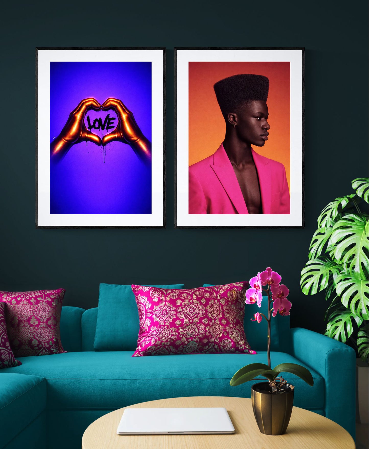 Black Love Hands Neon-Pop Museum-Quality Matte Paper Poster