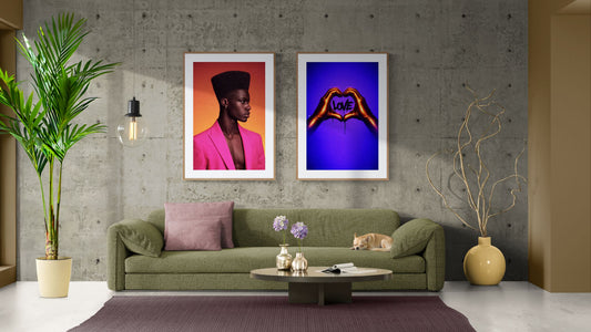 Black Love Hands Neon-Pop Museum-Quality Matte Paper Poster