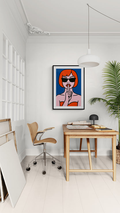 Hush Pop-Art Matte Paper Poster - 1960s Mod Style