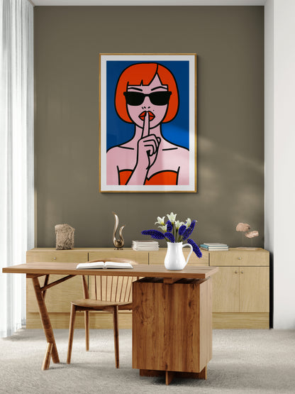 Hush Pop-Art Matte Paper Poster - 1960s Mod Style