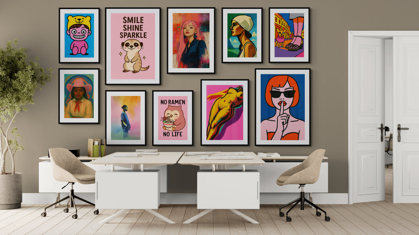 Hush Pop-Art Matte Paper Poster - 1960s Mod Style