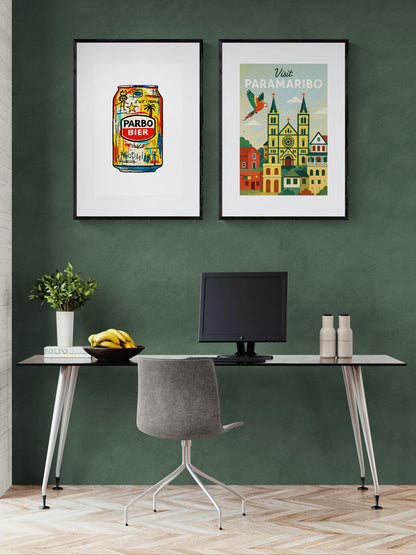 Iconic Surinamese beer poster in Basquiat style on matte paper