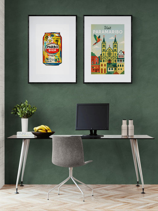 Iconic Surinamese beer poster in Basquiat style on matte paper
