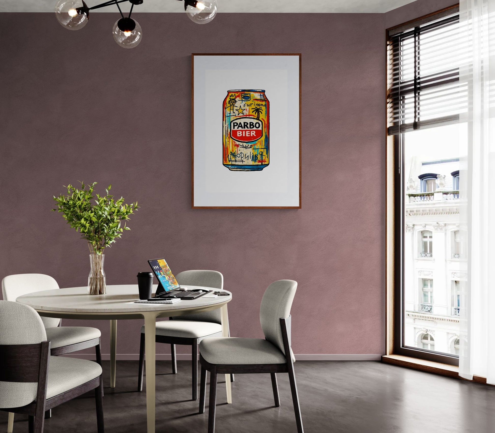 Iconic Surinamese beer poster in Basquiat style on matte paper