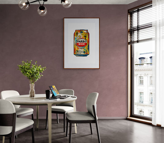 Iconic Surinamese beer poster in Basquiat style on matte paper