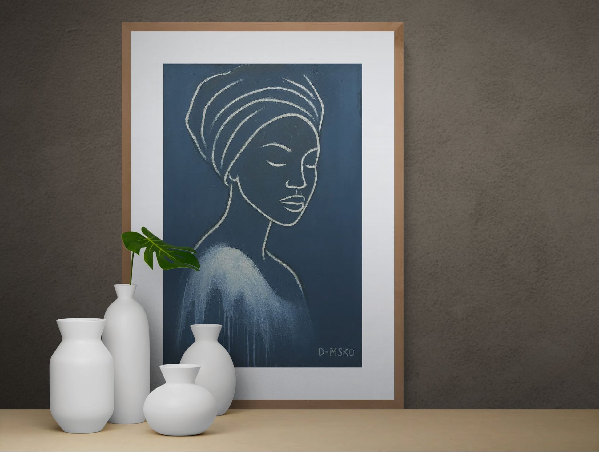 Inner Stillness Afrocentric Line-Art Matte Paper Poster