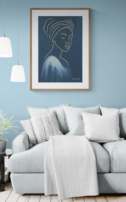 Inner Stillness Afrocentric Line-Art Matte Paper Poster