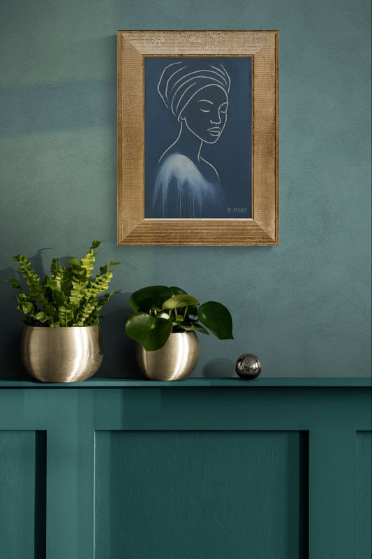 Inner Stillness Afrocentric Line-Art Matte Paper Poster