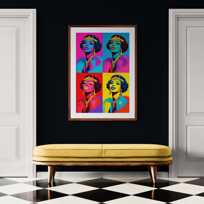 Jazz Age Icon Color-Block Matte Paper Poster - Warhol Style