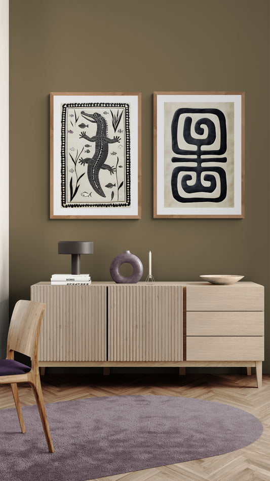Guardian of Streams Quilt-Inspired Matte Paper Poster - Folk Art