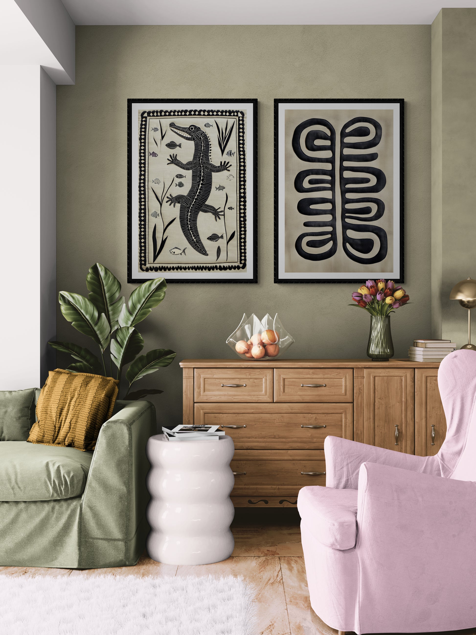 Guardian of Streams Quilt-Inspired Matte Paper Poster - Folk Art