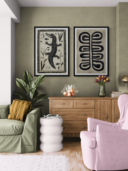 Guardian of Streams Quilt-Inspired Matte Paper Poster - Folk Art