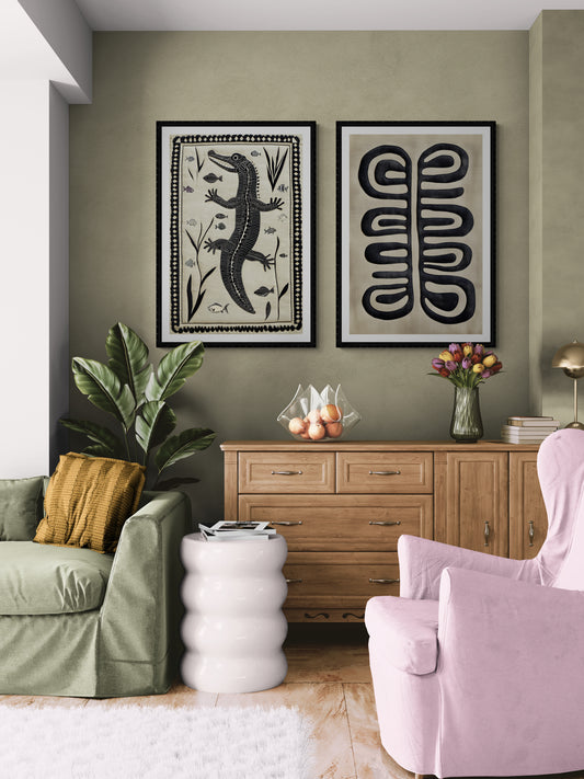 Guardian of Streams Quilt-Inspired Matte Paper Poster - Folk Art