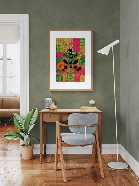 Kente Spirit Emerges on a Matte Paper Poster with Textile Design
