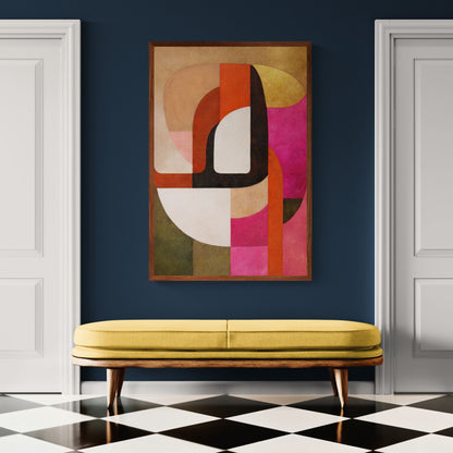 Matte Paper Poster with Layered Heat Color-Blocks, Bauhaus Style