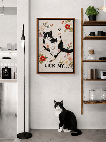 Lick My... Framed Canvas Embroidered-Style - Japanese Embroidery Style
