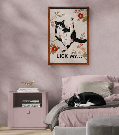 Lick My... Framed Canvas Embroidered-Style - Japanese Embroidery Style