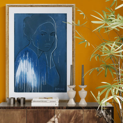 Lingering Calm Drip-Paint Minimalist Matte Poster on Paper
