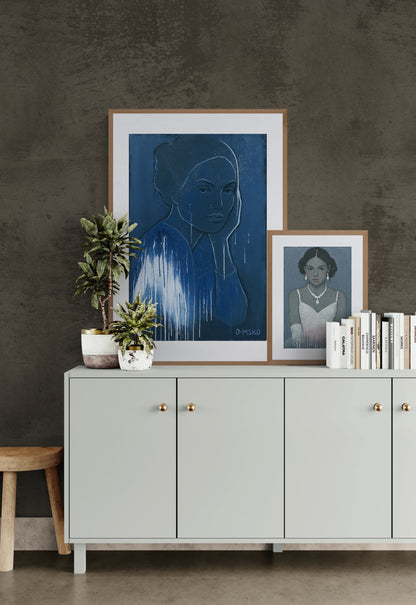 Lingering Calm Drip-Paint Minimalist Matte Poster on Paper