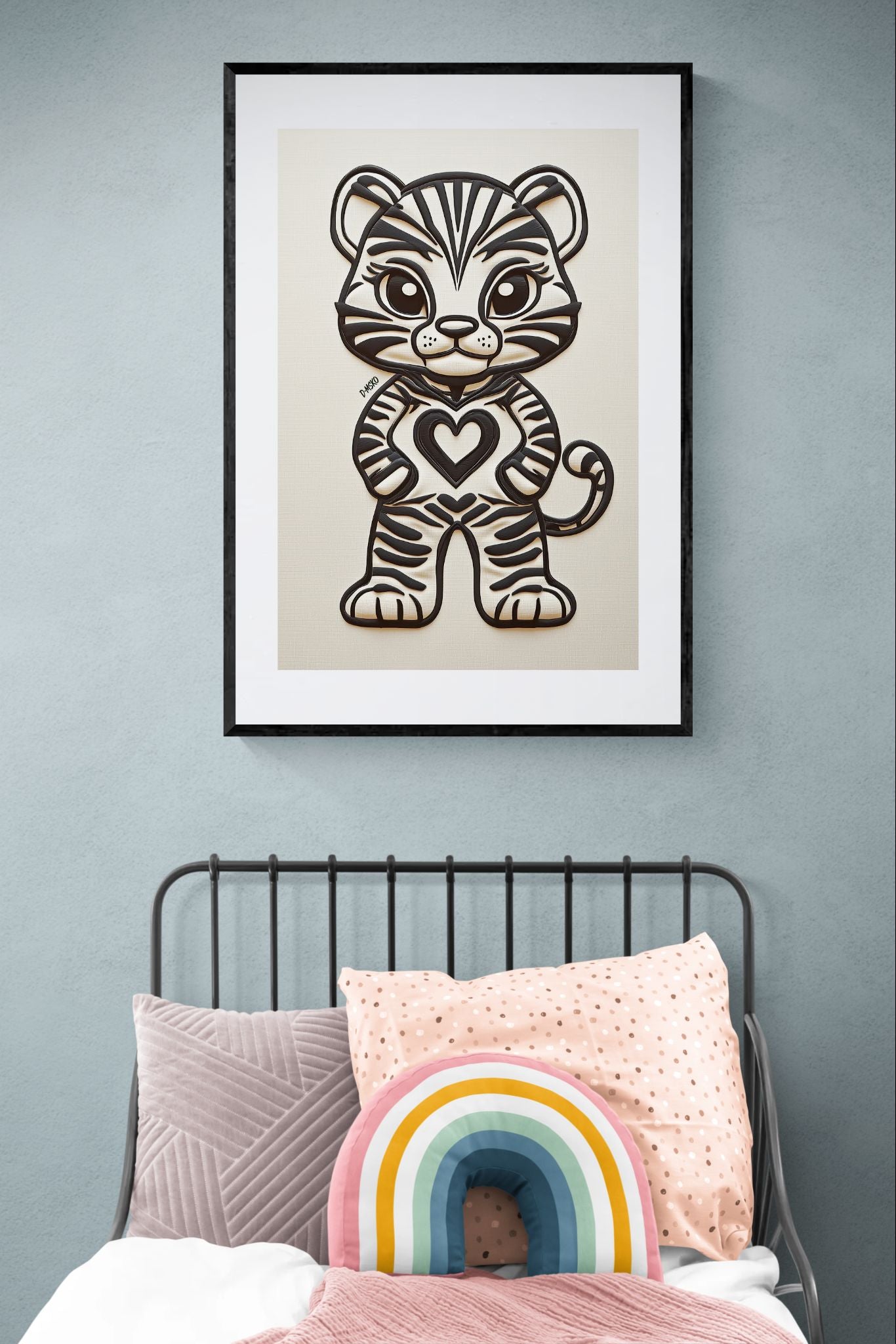 Little Heart Tiger Minimalist Line-Art Matte Paper Poster