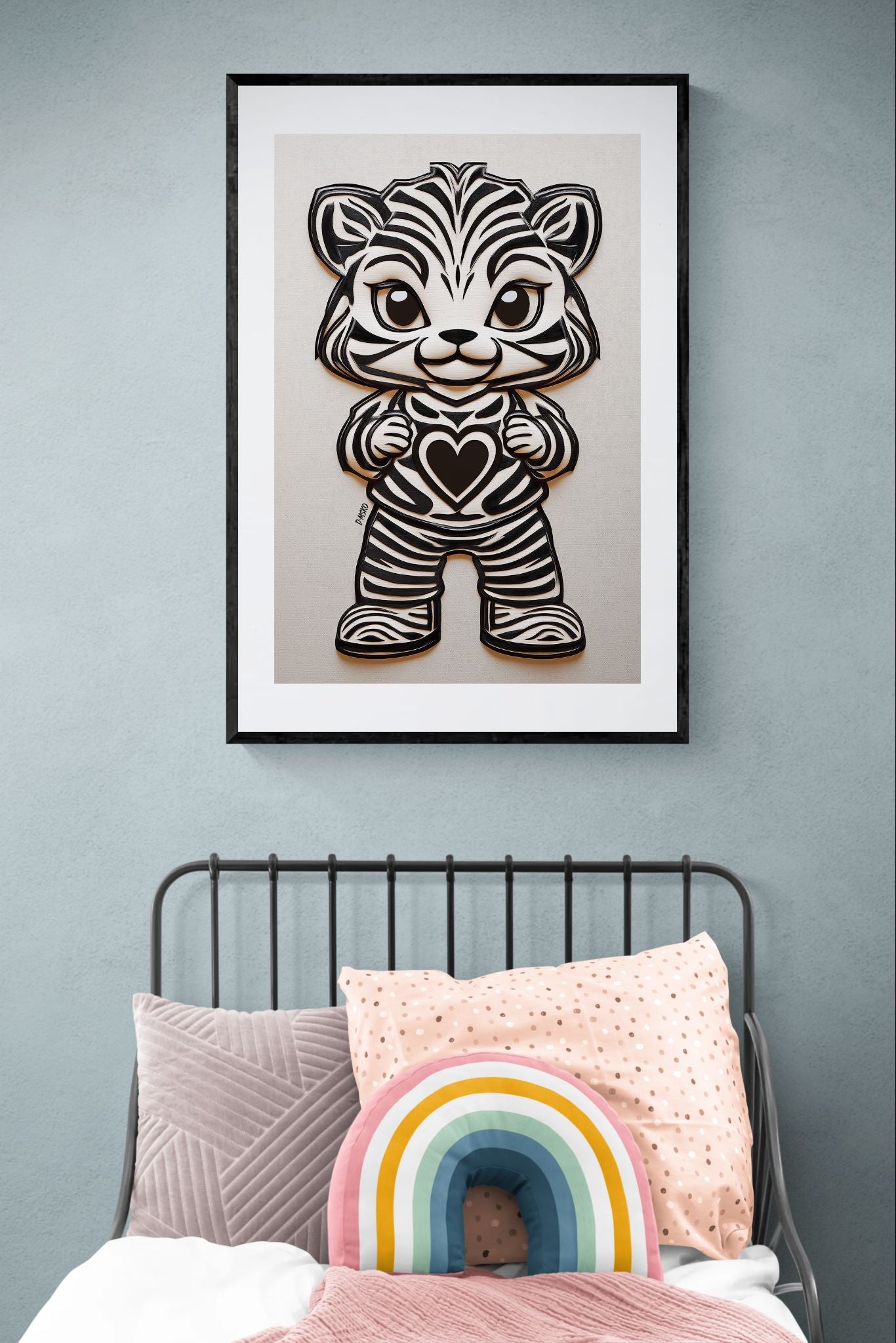 Little Love Tiger Black-and-White Matte Paper Poster - Damsko