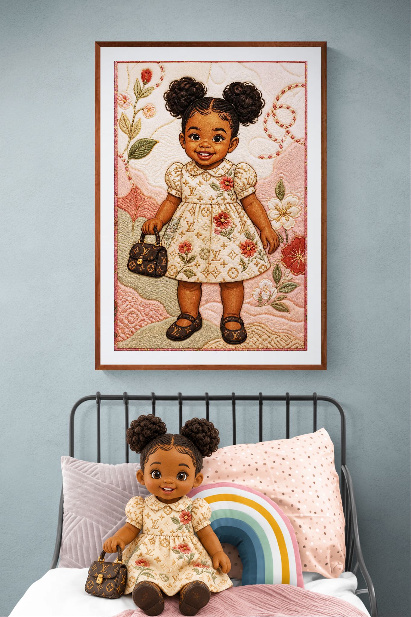 Little Luxe Black Girl Quilt-Inspired Matte Paper Poster - Bisa Butler