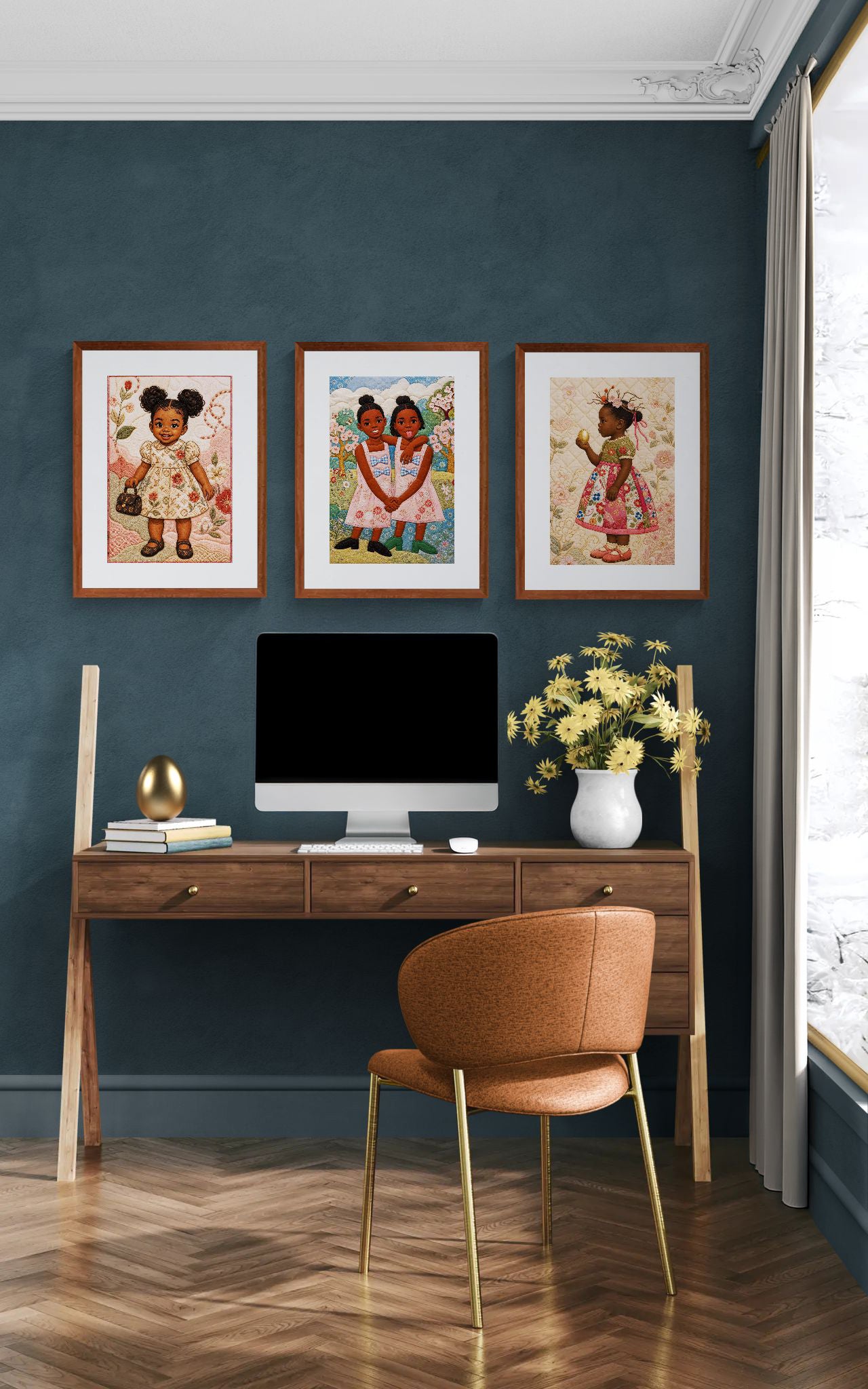 Little Luxe Black Girl Quilt-Inspired Matte Paper Poster - Bisa Butler