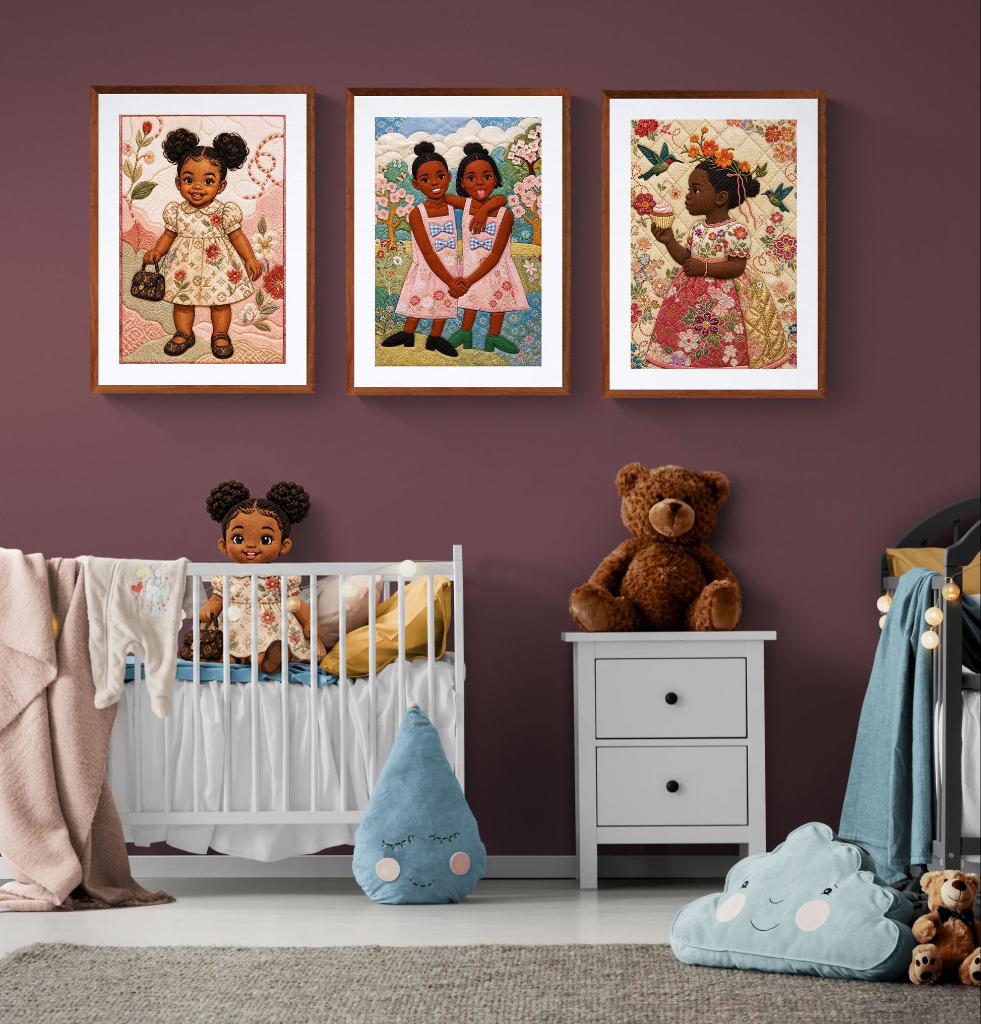Little Luxe Black Girl Quilt-Inspired Matte Paper Poster - Bisa Butler